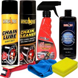 Bike Care Kit - Chain Lube | Chain Cleaner | All for One Polish | Metal Polish chain lube and cleaner ,1 Microfiber Cloth With 2 Foam Applicator Protection Kit Chain Oil-7
