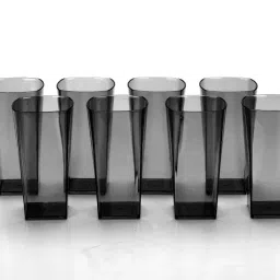 (Pack of 8) Square glass black 8pc Glass Set Water/Juice Glass-image-81