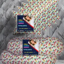 5 Cushion And 2 Microfibre Solid Bolster Pack of 7-image-72