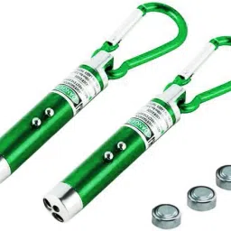 Afiya Enterprises 2 Pieces of 3 In 1- UV Flashlight + Torch Keychain + Laser Pointer- (650 nm, GREEN, 2 PCS.-44