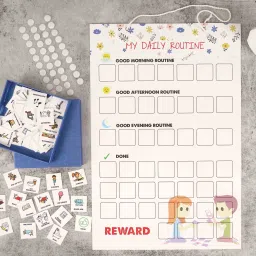 Kids Daily Responsibility Checklist, Hanging Chore Chart- Daily Task List-F1-5