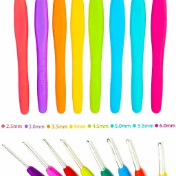sakrai Knitting Crochet Hook Needle Set, 52pcs Ergonomic Sewing Knitting Needle Kit with 16pcs Soft Grip Handles Hooks 0.6mm-6mm, 1 Scissor, 1 Tape Measure, 3 Tapestry for Hand Knitted image 4