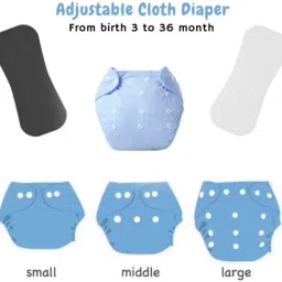 texla New Solid Combo Button Reusable Diaper Nappy With Insert (2 Diaper+2 insert)Tex image 4