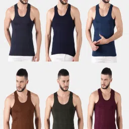 Pack of 6 Dollar Lehar Men Combed Cotton Round Neck Vest -Pack of 6- Colour may Vary Men Vest-picture-30