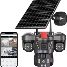 Maizic Smarthome 4G Solar Triple Lens 5MP Outdoor CCTV Camera | 3-Screen View Security Camera-4