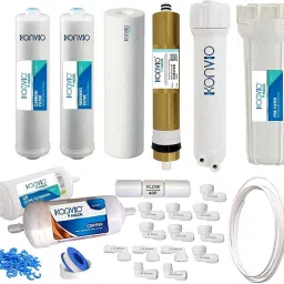 RO Service Kit & Filter for All Type of Water Purifier (Carbon+ Sediment+ Spun+ Pre Filter Housing+ 75 GPD Mmb + FR 400+ UF+ Copper) Solid Wire Connector-30