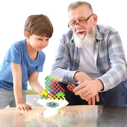 mm toys Tetra Tower 32 Pcs Building Blocks Stacking Game Tumbling Balancing Activity Toy image 3