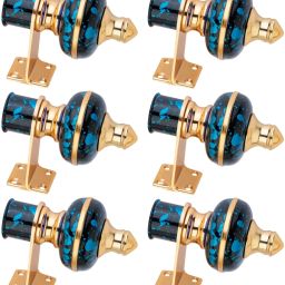 Blue, Black, Gold Curtain Knobs, Rod Rail Bracket Metal-image-80
