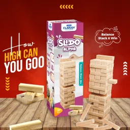 clapjoy Slido Alpha Wooden Tumbling Tower Game, Stacking & Balancing Tower Game image 2