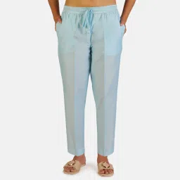 Women Regular Fit Blue Polyester Trousers-image-98