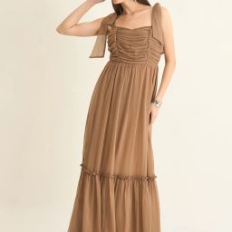 Women Layered Brown Maxi/Full Length Dress-image-93