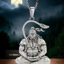 Hanuman Pendant/Locket for Men and Women, Mahadev Bajrangbali Bhagat Locket Silver Stainless Steel Locket-image-44