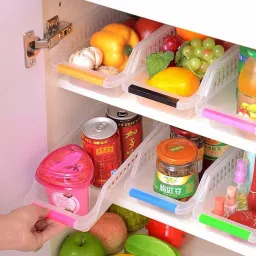 4 Pcs Plastic Fridge Space Saver Organizer Storage Rack Tray Box Refrigerator Fridge Door Shelf-picture-20