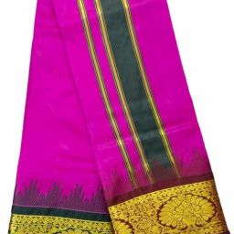 exclusive Dhoties Traditional Art Silk Color With 5"inch Jacquard Temple Tower Border Men Dhoti-image-119