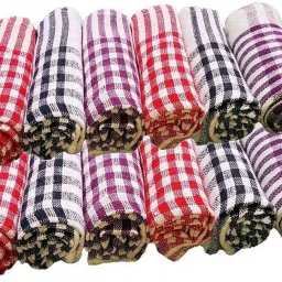 Kitchen Napkins,Chapati Napkin, Duster Cleaner, Cleaning Cloth Soft and Multicolor Multipurpose Work of Kitchen, Table Wiper Set of 12 PCS (18 x 18 in) Wet and Dry Cotton Cleaning Cloth-image-42