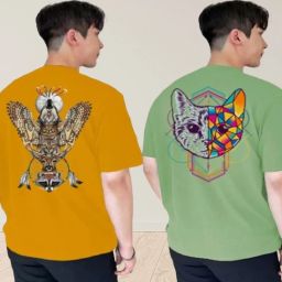 Men Printed Round Neck Polyester Yellow, Green T-Shirt-image-64