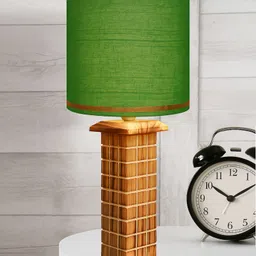 homesake Rustic Table Lamp Skyline with Fabric Shade, Table Light, Home Décor,Green Drum Table Lamp-picture-34