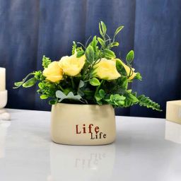 tayhaa Modern Yellow Ceramic & Plastic Artificial Plant With Pot-picture-44