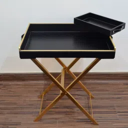 Precioso Butler Tray with Small Tray- Black Tray Serving Set-20