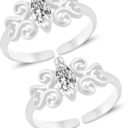 Enthralling White CZ Pure 92.5 Sterling Silver Cubic Zirconia Toe Ring-image-23