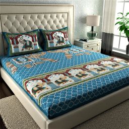 144 TC Cotton Double Jaipuri Prints Flat Bedsheet-15