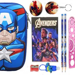 Avenger Theme 3D Pencil Pouch with School Stationery for Kids Birthday Gift for Boys Party Favor Return Gift Large Capacity Big Pencil Pouch for Boys & kids Art Plastic Pencil Box-image-24