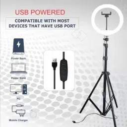 TECHMAZE 10"LED RingLight with 7Ft Tripod Stand Combo for Video Shooting PhotoShoot T15 Ring Flash image 2