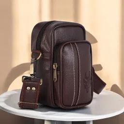 Brown Men Sling Bag Tourister ITALIA Messenger Side Crossbody Chest Bag Daily Use-image-5