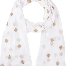 Chiffon Embroidered White Women Dupatta-2