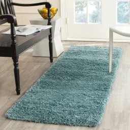 Light Blue Polyester Area Rug-48