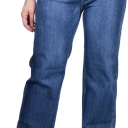 Women Boyfriend Mid Rise Dark Blue Jeans-image-95