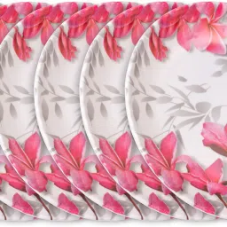 Pack of 6 Melamin Royal Lehar 101 Pink Flower Full Size 11" 6 Dinner/Lunch Plate | Crockery Plate Dinner Set-6