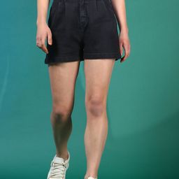 kotty Solid Women Black Denim Shorts-picture-32
