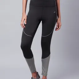 Alcis Women Black & Grey Colourblocked Rapid Dry Solid Training Tights-image-56