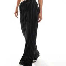 Women Striped Tailored Fit Flat-Front Palazzos-image-0