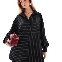 Striped Oversized Shirt with Pocket Co-Ord-image-71