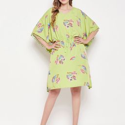 Clovia Leaf Printed Kaftan Nightdress-picture-12