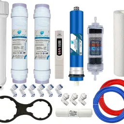 Ro Service Kit with 80 GPD Membrane & Filter kit for Water Purifier (Alkaline Membrane Inline Spun Carbon Sediment Cartridge TDS Meter)(Works up to 2500)(Alkaline Yearly Kit) Solid Filter Cartridge-13