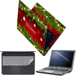 FineArts Laptop Skin with Screen Guard and Key Guard - Gradient Christmas Background Combo Set-picture-29