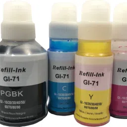 Teqbot For Canon Pixma GI-71 Refill Ink Suitable for G3020, G3021,G3060 Series Printer Black + Tri Color Combo Pack Ink Bottle-18