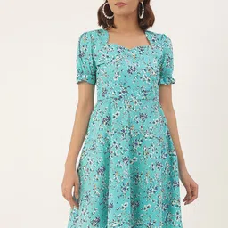 BRINNS Floral Printed Crepe Fit and Flare Dress-image-59