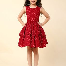 A T U N Maroon Layered Crepe Dress-image-55