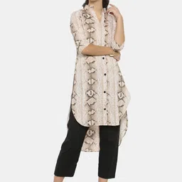 Enchanted Drapes Women Beige & Grey Printed Crepe Kurta-image-59
