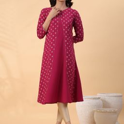 Janasya Ethnic Motifs Printed Gotta Patti A Line Crepe Kurta-picture-13