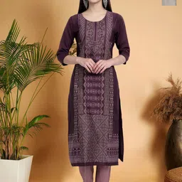 7Threads Women Ethnic Motifs Printed Thread Work Floral Crepe Kurta-35