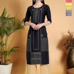 7Threads Women Ethnic Motifs Printed Thread Work Floral Crepe Kurta-image-75