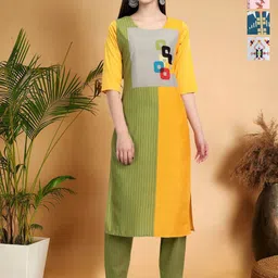 7Threads Women Ethnic Motifs Printed Thread Work Floral Crepe Kurta-image-67