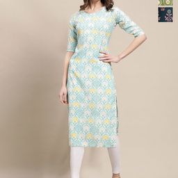 7Threads Women Ethnic Motifs Printed Thread Work Floral Crepe Kurta-image-111