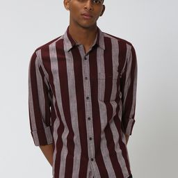 Mufti Striped Slim Fit Pure Cotton Casual Shirt-picture-10