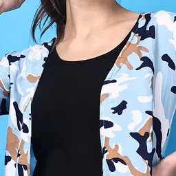 SCORPIUS Abstract Printed Longline Crepe Shrug image 2